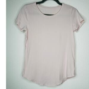 Lululemon Pale Pink Short Sleeve Round Neck Curved Hem Tee Shirt 6